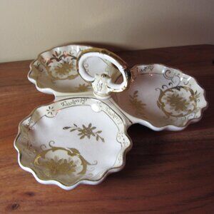 gold 3 section vintage relish dish Japan (W5097)